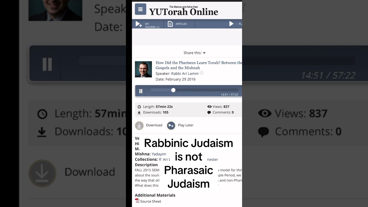Pharasaic Judaism is not Rabbinic